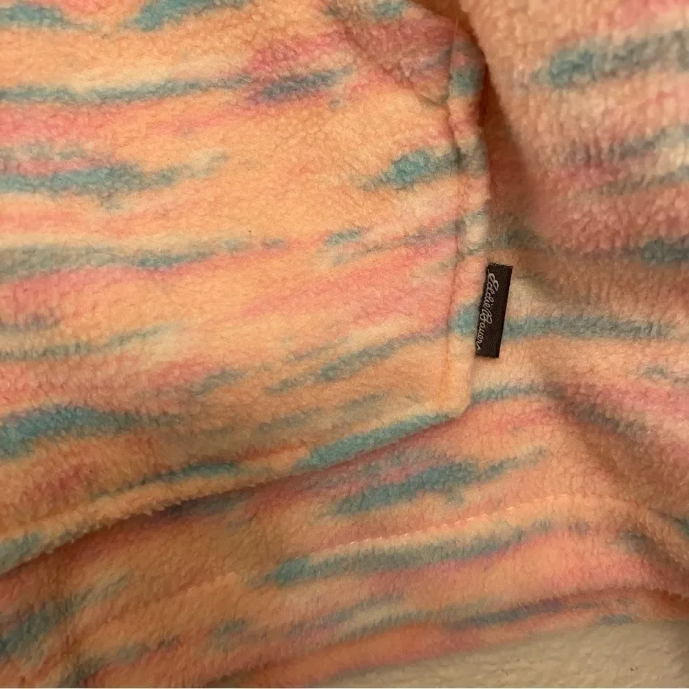 Eddie Bauer Girls full zip pink print Fleece Jacket M 10/12